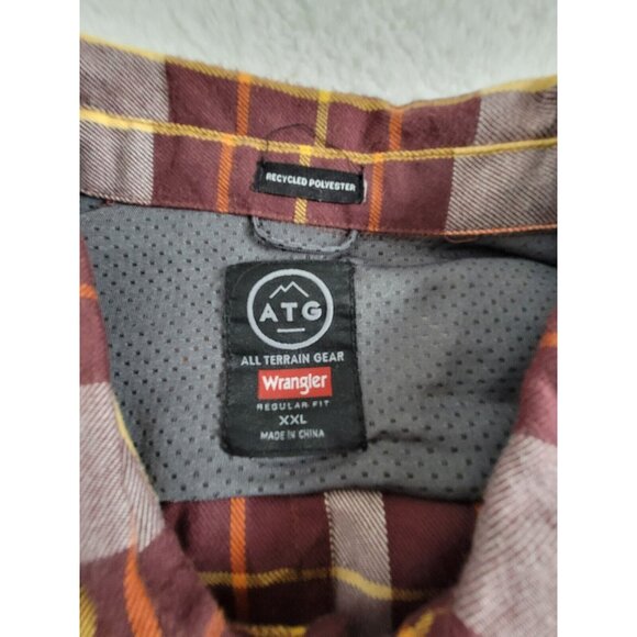 Wrangler ATG Mens Plaid Pattern Long Sleeve Casual Button Up Shirt Red Size XXL - Picture 3 of 8